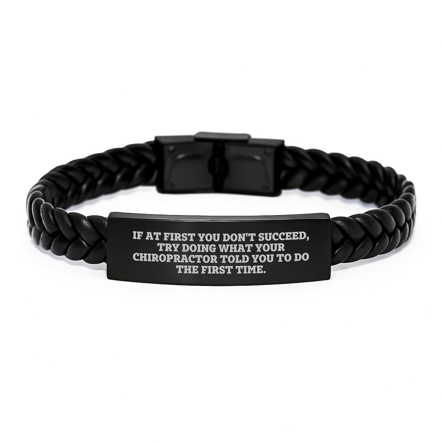 Chiropractor Humor Gifts from Friends for Men, Funny Interlaced Leather Bracelet with Quote, Inspirational Graduation Unique Gifts - Image 1