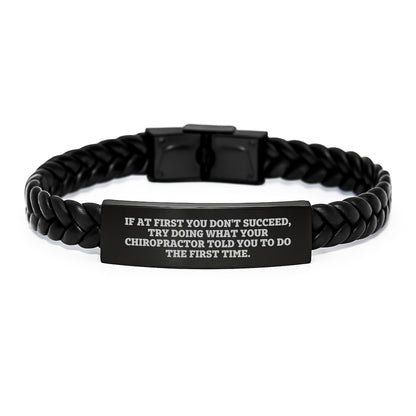 Chiropractor Humor Gifts from Friends for Men, Funny Interlaced Leather Bracelet with Quote, Inspirational Graduation Unique Gifts - Image 1