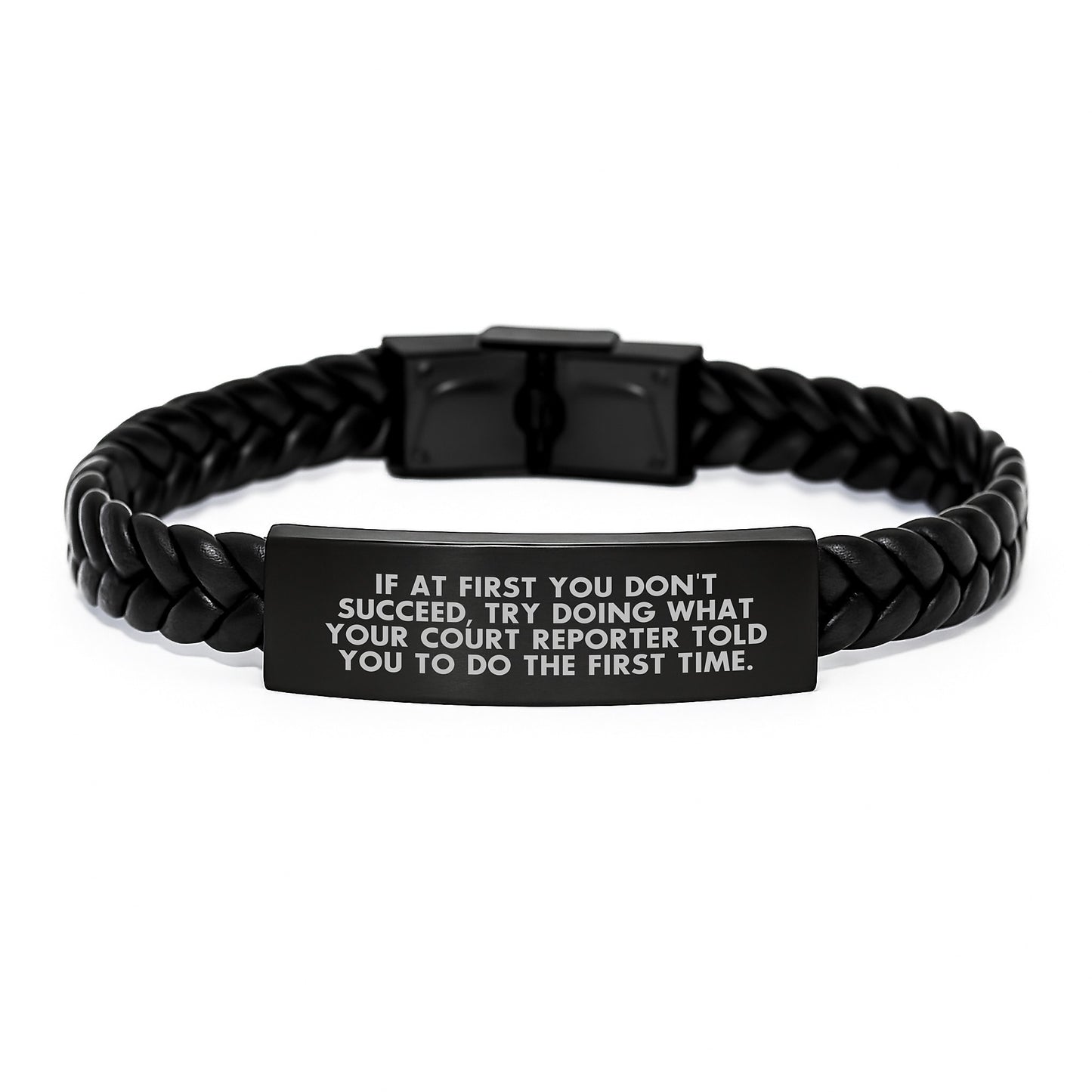 Funny Court Reporter Gifts for Men, Court Reporter Unique Christmas Unique Interlaced Leather Bracelets with Quote - Gifts from Friends, Family, Coworkers - Image 1