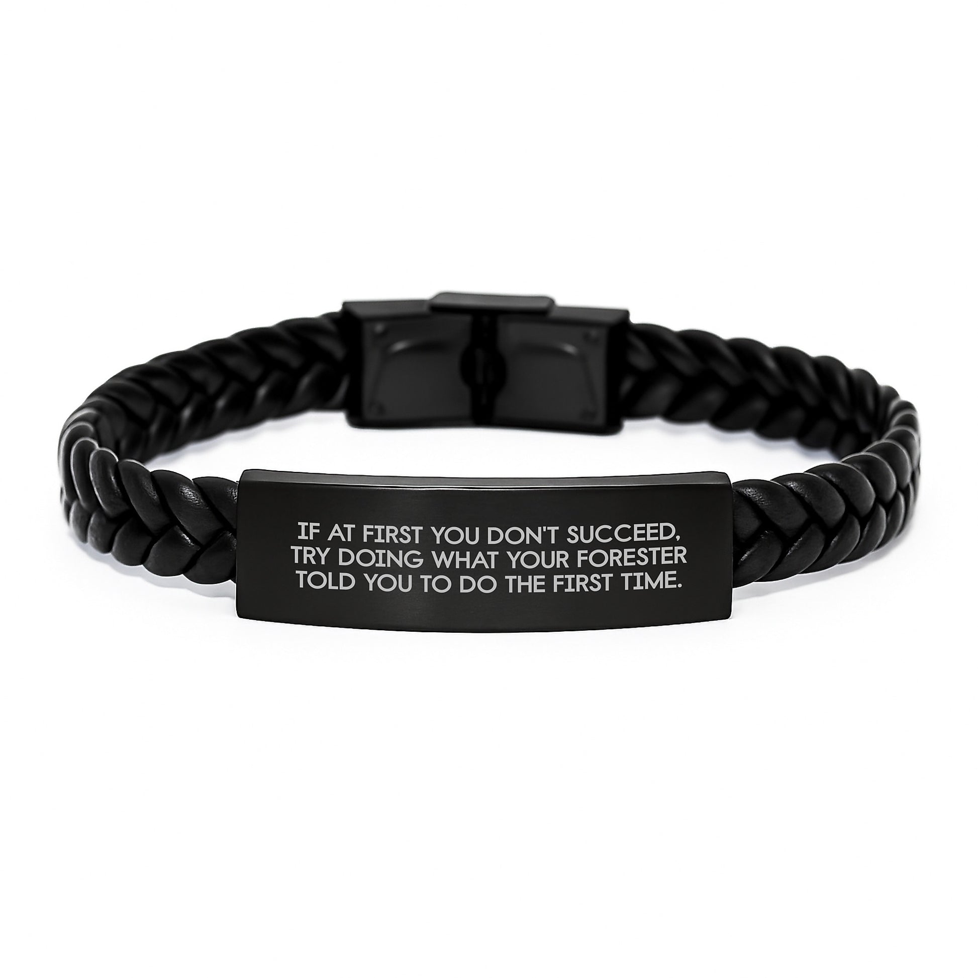 Funny Forester Gifts from Men to Forester, Interlaced Leather Christmas Unique Bracelets, Forester Encouragement Quote - Image 1