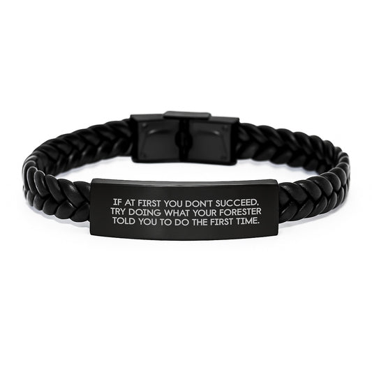 Funny Forester Gifts from Men to Forester, Interlaced Leather Christmas Unique Bracelets, Forester Encouragement Quote - Image 1