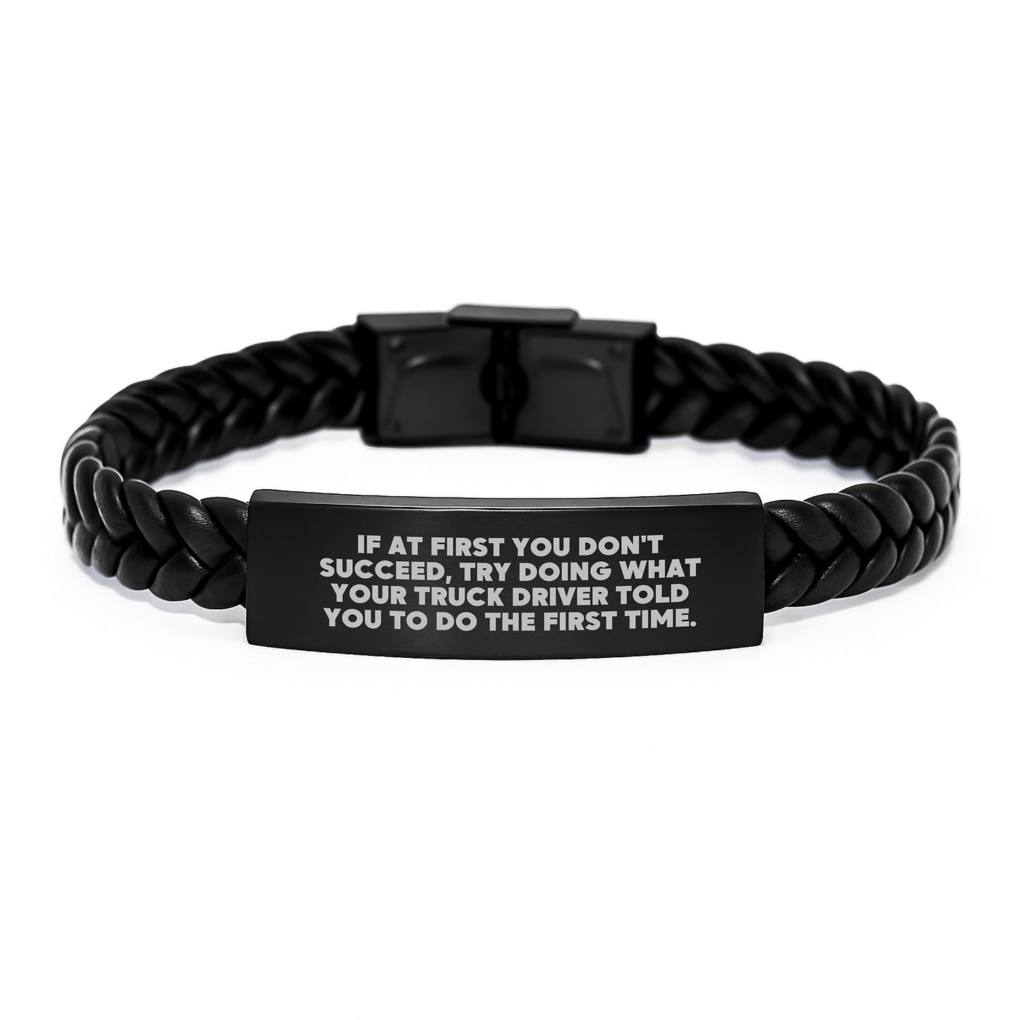 Encouraging Truck Driver Gifts from Friends for Graduation - Funny Interlaced Leather Bracelet - Image 1