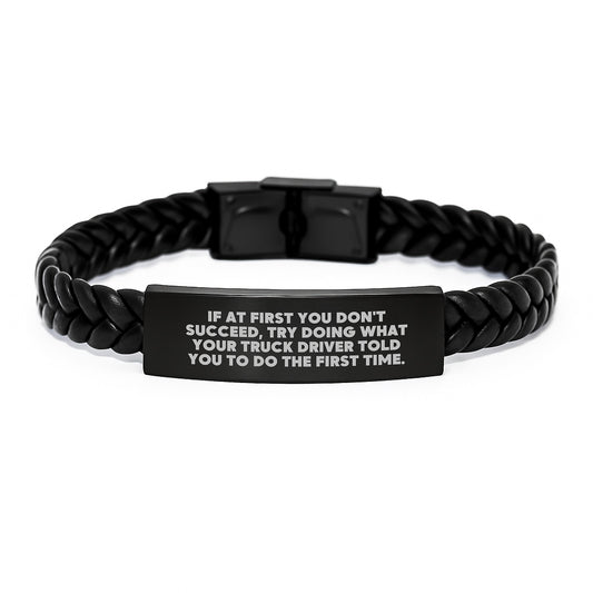 Encouraging Truck Driver Gifts from Friends for Graduation - Funny Interlaced Leather Bracelet - Image 1