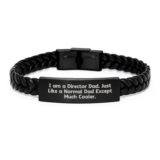 Funny Director Dad Interlaced Leather Bracelet Gifts from Men for Dad - Christmas Unique Presents - Image 1