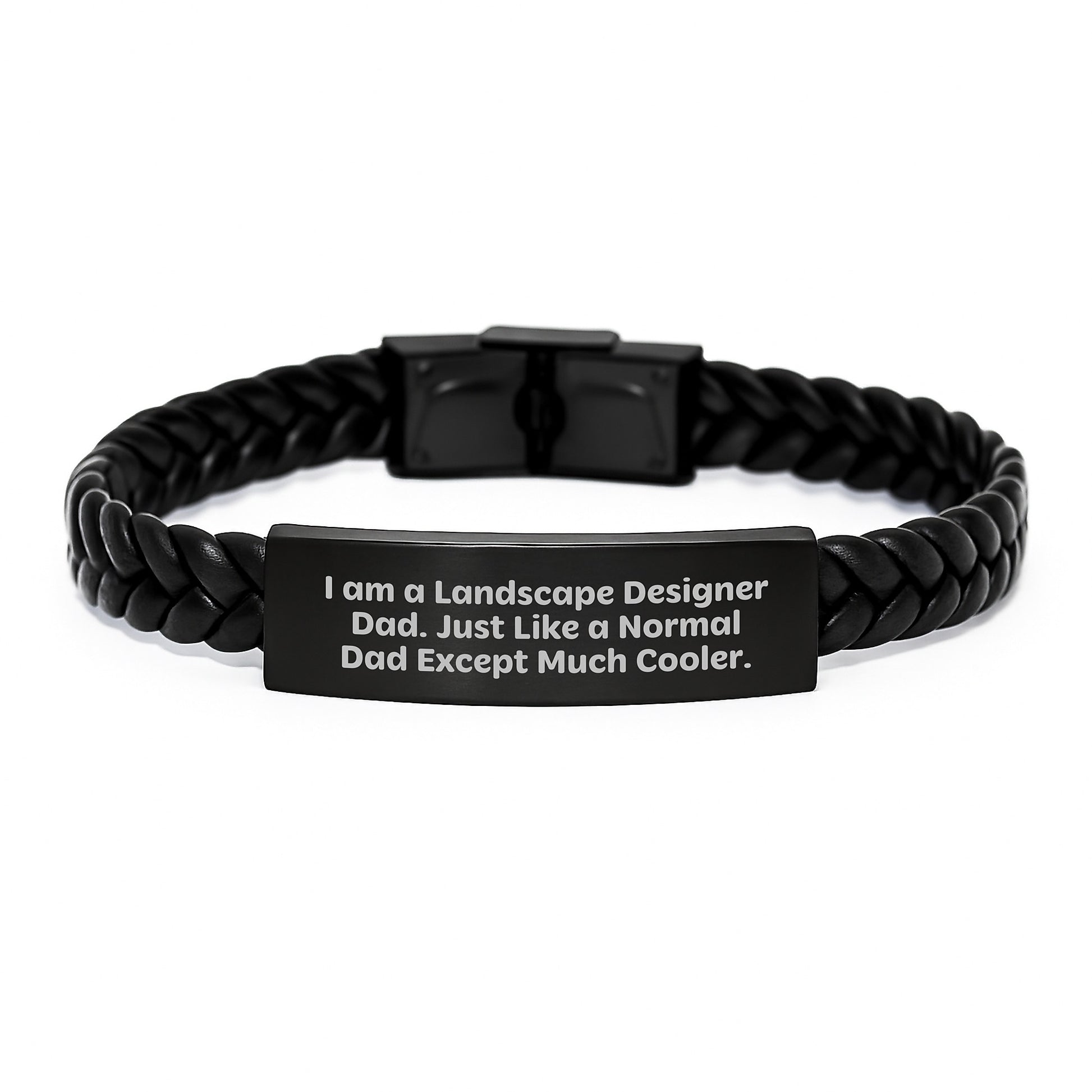 Funny Landscape Designer Gifts from Dad, Interlaced Leather Bracelet for Him, Graduation Unique Gifts for Men, 'I Am A Landscape Designer Dad' - Image 1