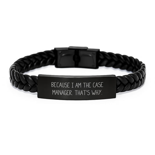 Case Manager Gifts from Family - Funny Quote Interlaced Leather Bracelet for Men, Graduation Unique Gifts for Case Manager - Image 1