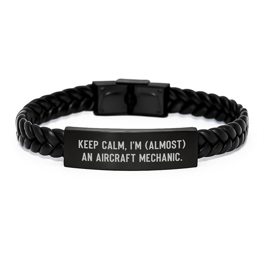 Funny Aircraft Mechanic Quotes Interlaced Leather Bracelet Christmas Unique Gifts from Friends to Family - Image 1