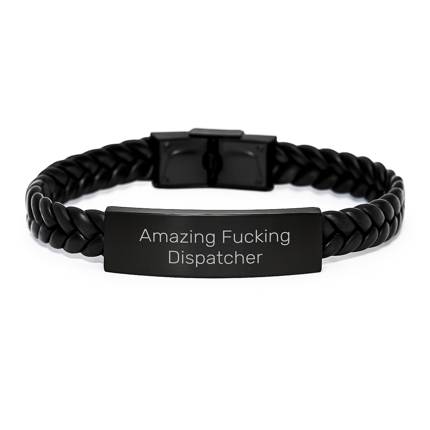Funny Dispatcher Gifts from Men, Christmas Unique Gifts for Dispatcher, Interlaced Leather Bracelet - Amazing F--king Dispatcher - Image 1