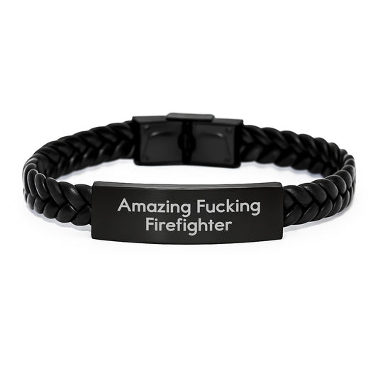 Funny Firefighter Graduation Gifts from Friends - Interlaced Leather Bracelet for Firefighter Men - Image 1