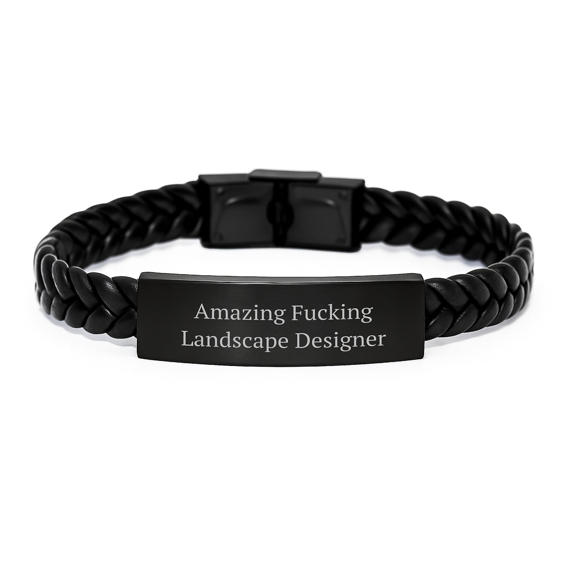 Funny Landscape Designer Gifts, Christmas Unique Interlaced Leather Bracelet, 'Amazing F--king Landscape Designer' Quote, Gift from Friends, for Landscape Designer - Image 1