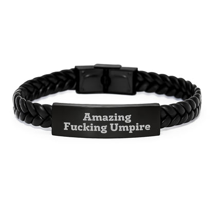 Funny Umpire Gifts from Friends, Unique Interlaced Leather Bracelet for Umpire, Christmas Unique Presents - Image 1