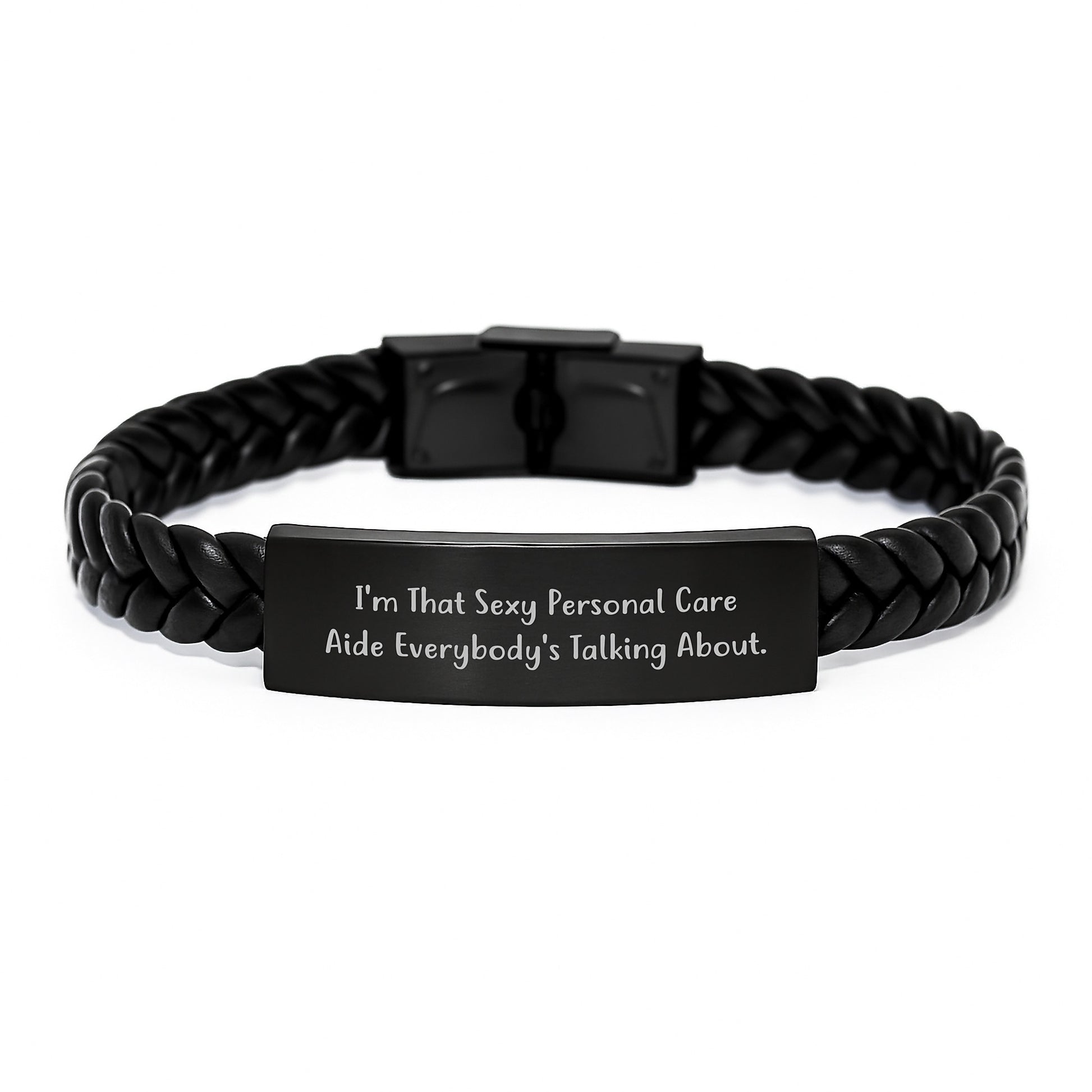 Funny Personal Care Aide Gifts from Friends, Christmas Unique Interlaced Leather Bracelet for Men, Sexy Personal Care Aide Everybody's Talking About - Image 1