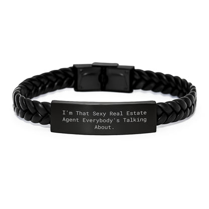 Sexy Real Estate Agent Gifts, Interlaced Leather Bracelet for Graduation, Funny Quote Inspired Gifts from Men to Real Estate Agent Friends - Image 1