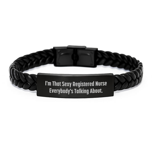 Sexy Registered Nurse Quote Interlaced Leather Bracelet, Gifts from Friends to Registered Nurse, Unique Graduation Gifts - Image 1