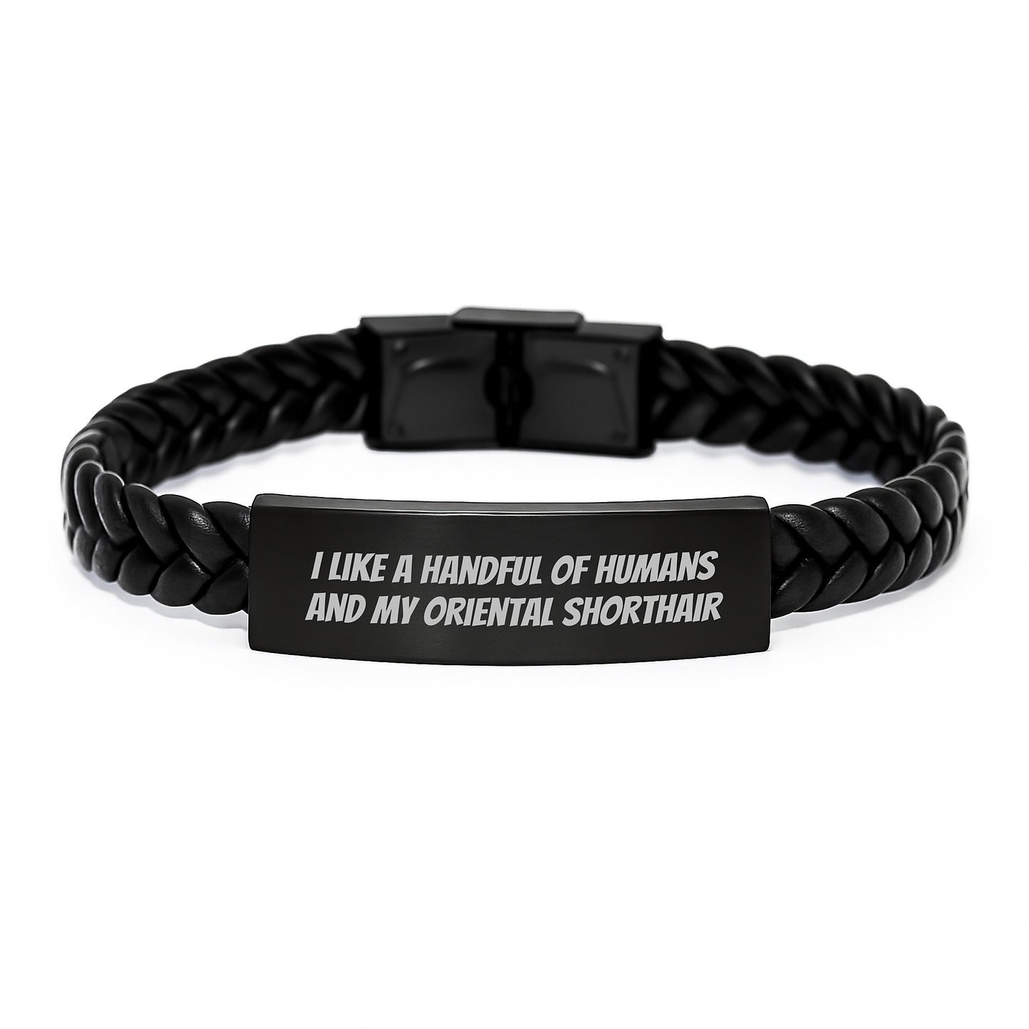 Oriental Shorthair Cat Lovers Funny Quote Interlaced Leather Bracelet Gifts from Men to Oriental Shorthair Cat on Birthday, Cute and Inspirational - Image 1