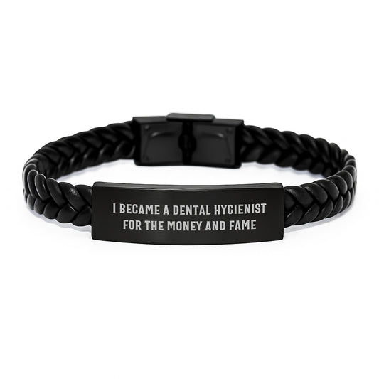 Funny Quote Interlaced Leather Bracelet for Dental Hygienist Gifts from Friends, Coworkers during Christmas Unique Occasion - Image 1