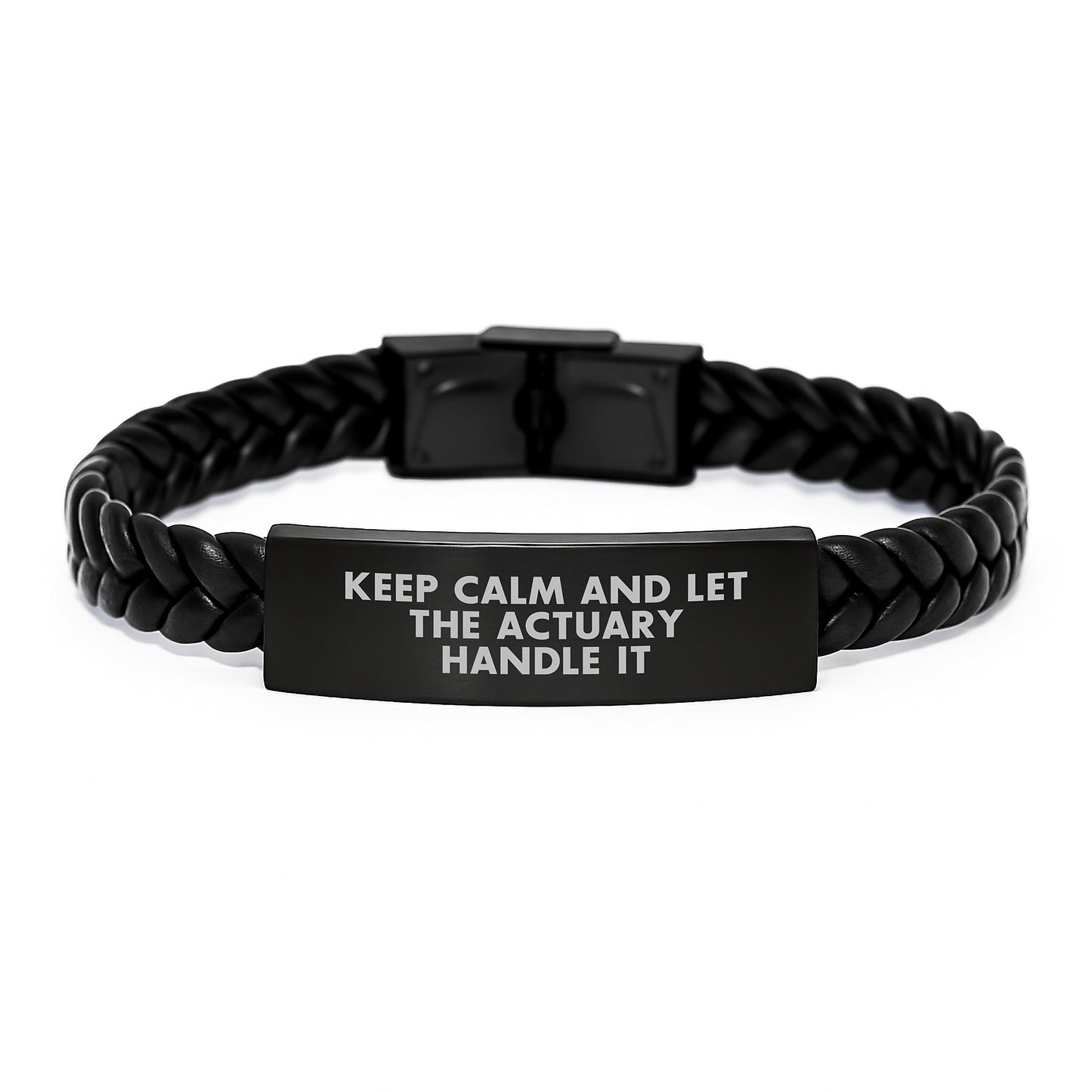 Funny Actuary Gifts, 'Keep Calm And Let The Actuary Handle It' Interlaced Leather Bracelet, Birthday Unique Gifts from Men to Colleagues, Actuary Friends - Image 1