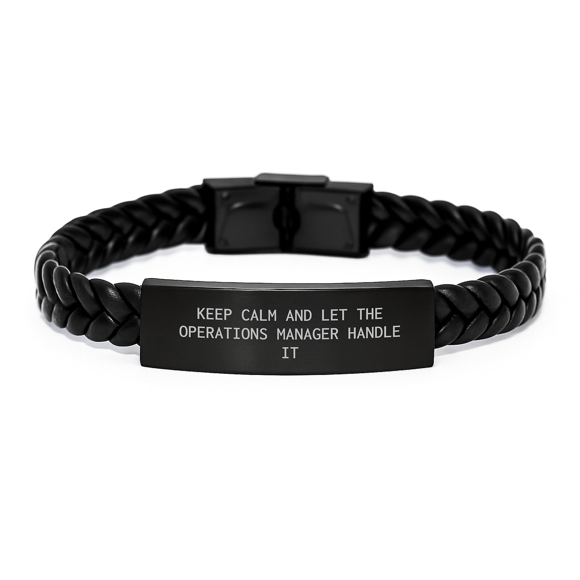 Funny Operations Manager Gifts, Keep Calm and Let Them Handle It, Interlaced Leather Bracelet for Men, Unique Christmas Unique Gifts from Friends, Coworkers, Family - Image 1