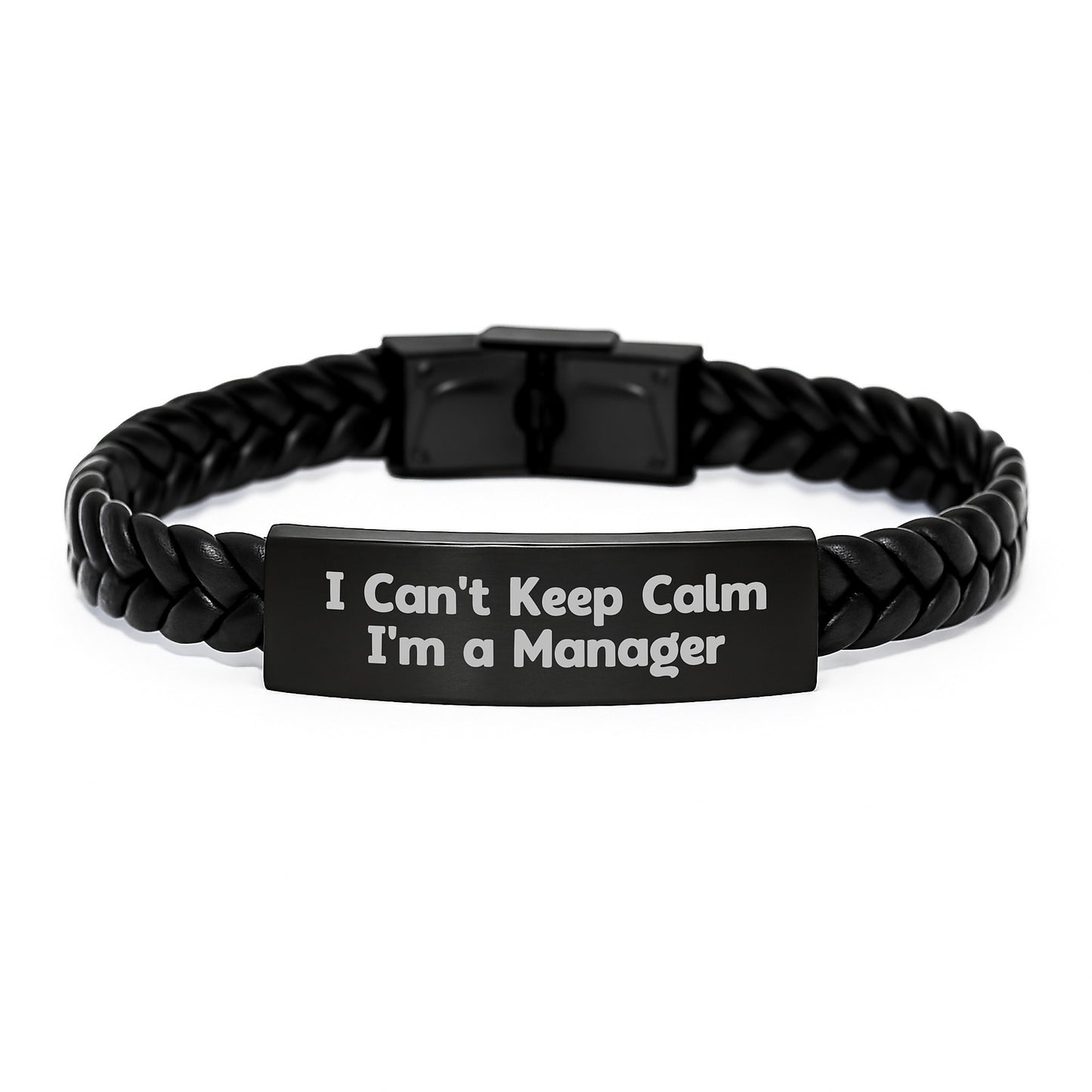Funny Manager Gifts, I Can't Keep Calm I'm A Manager Interlaced Leather Bracelet, Gifts from Men to Manager for Christmas - Image 1