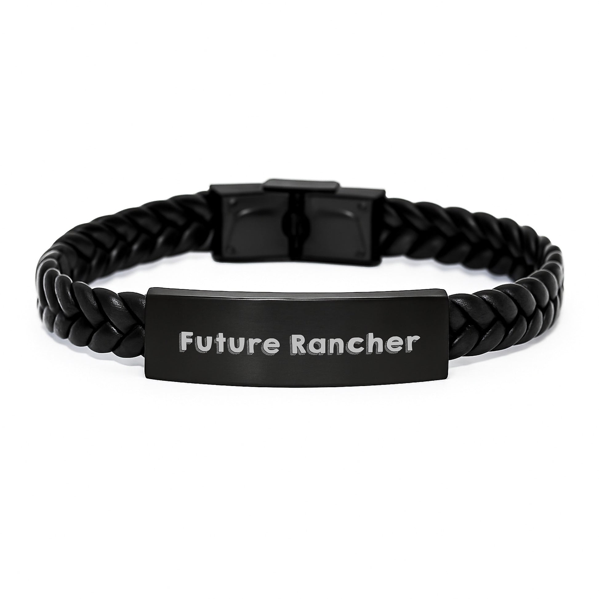 Funny Future Rancher Gifts from Family, Interlaced Leather Bracelet Ideas for Men, Christmas Unique Accessories - Image 1