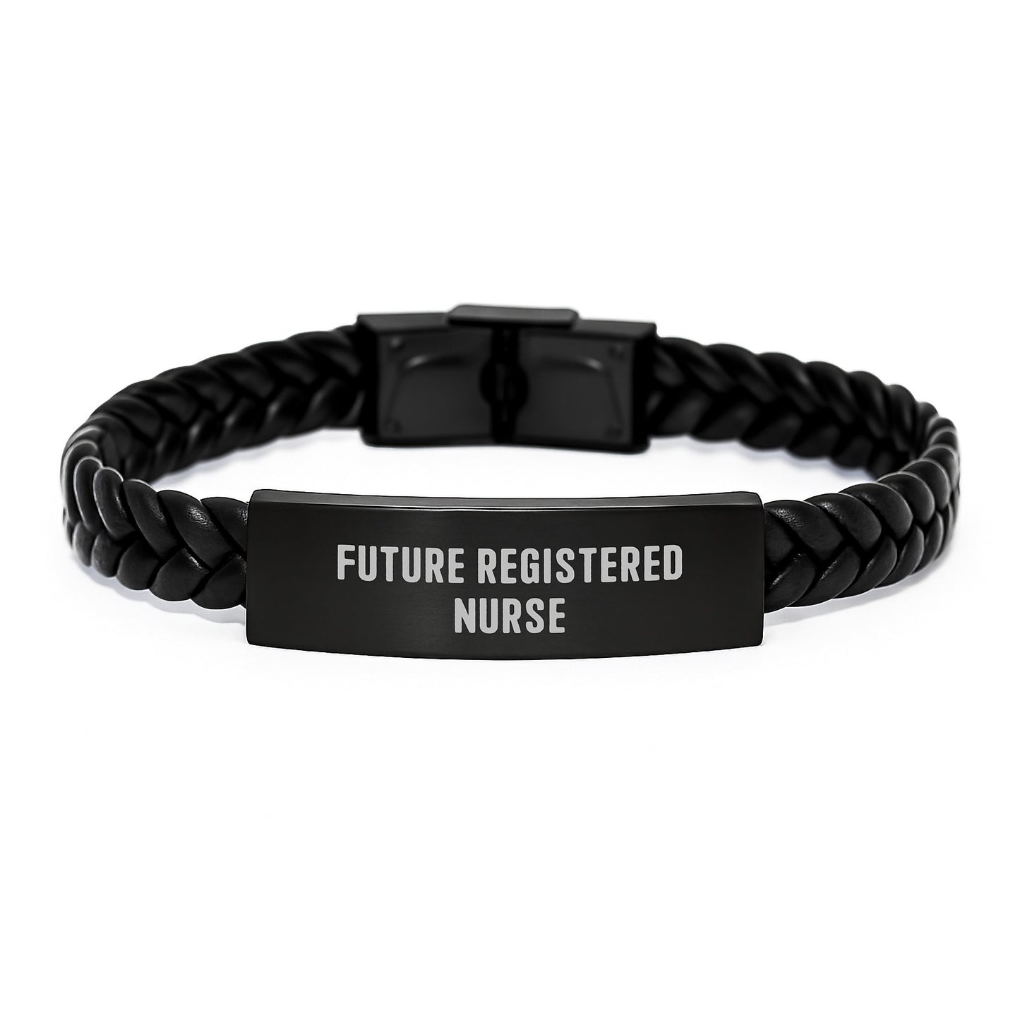 Gifts from Family to Future Registered Nurse Funny Quote Interlaced Leather Bracelet Stainless Steel PU Leather Christmas Unique Gifts - Image 1