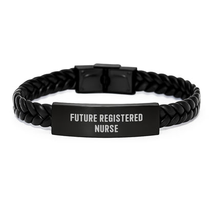 Gifts from Family to Future Registered Nurse Funny Quote Interlaced Leather Bracelet Stainless Steel PU Leather Christmas Unique Gifts - Image 1