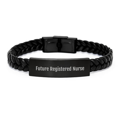 Funny Quote Future Registered Nurse Christmas Unique Gifts from Mom Interlaced Leather Bracelet for Registered Nurse Students, Registered Nurse Nurse - Image 1