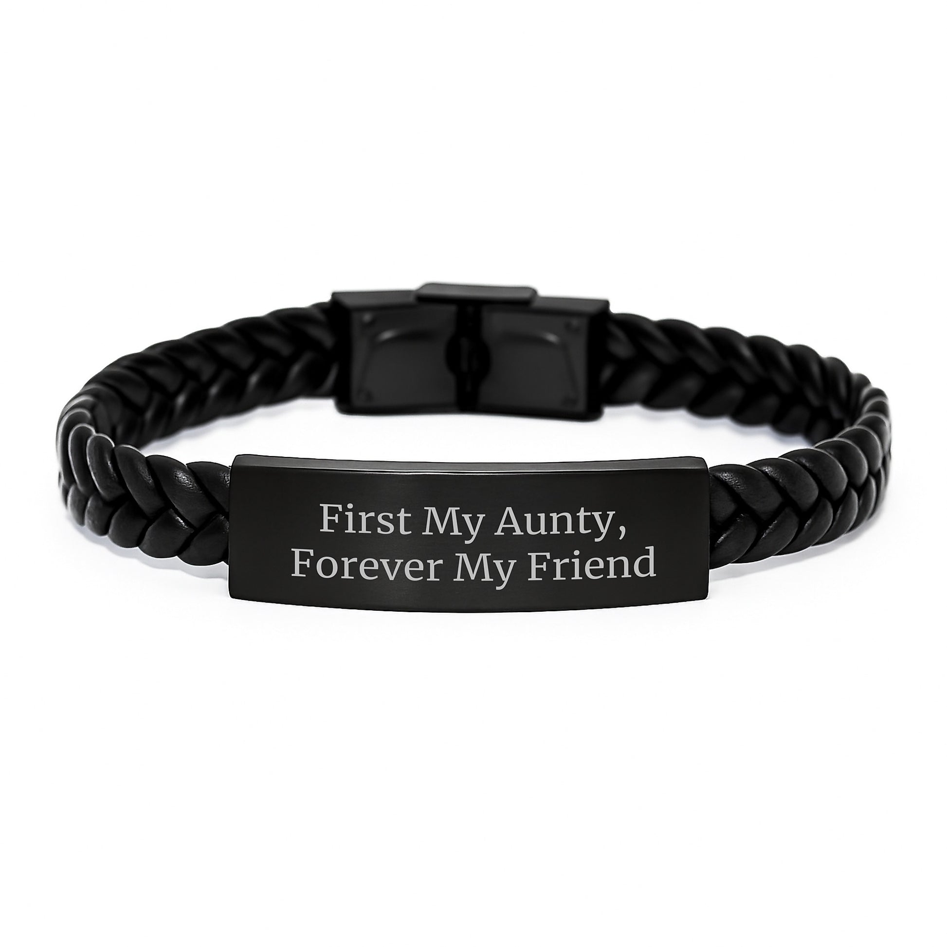 Funny Aunty Gifts from Men to Women - Interlaced Leather Bracelet with Quote 'First My Aunty, Forever My Friend' for Graduation Unique Gifts - Image 1