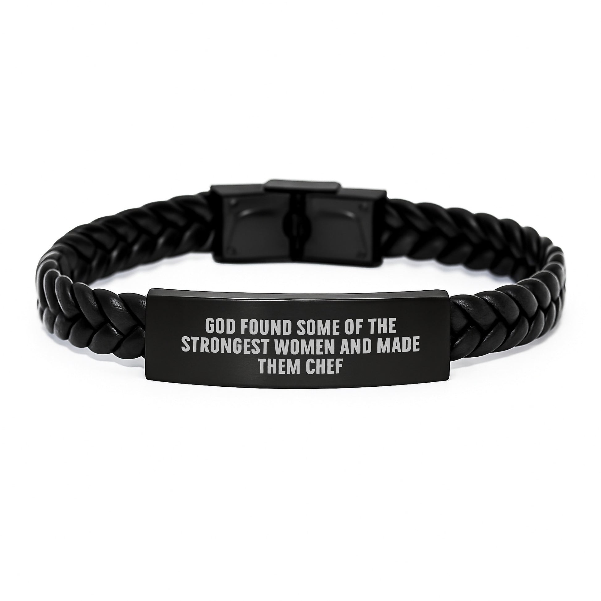 Funny Quote Chef Gifts from Husband to Wife Interlaced Leather Bracelet Stainless Steel Christmas Unique - Image 1