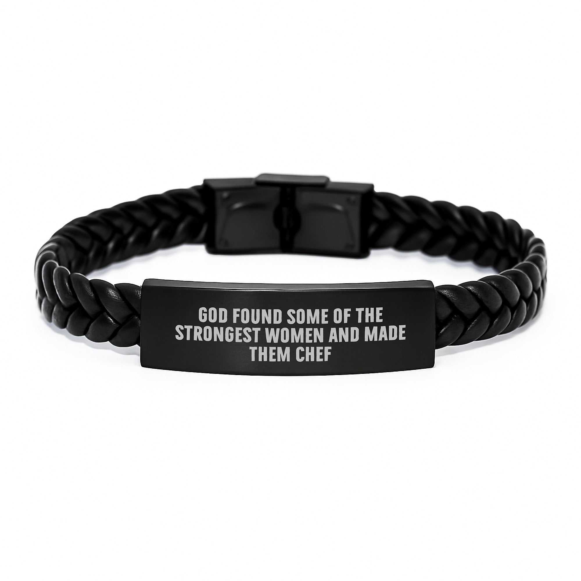 Funny Quote Chef Gifts from Husband to Wife Interlaced Leather Bracelet Stainless Steel Christmas Unique - Image 1