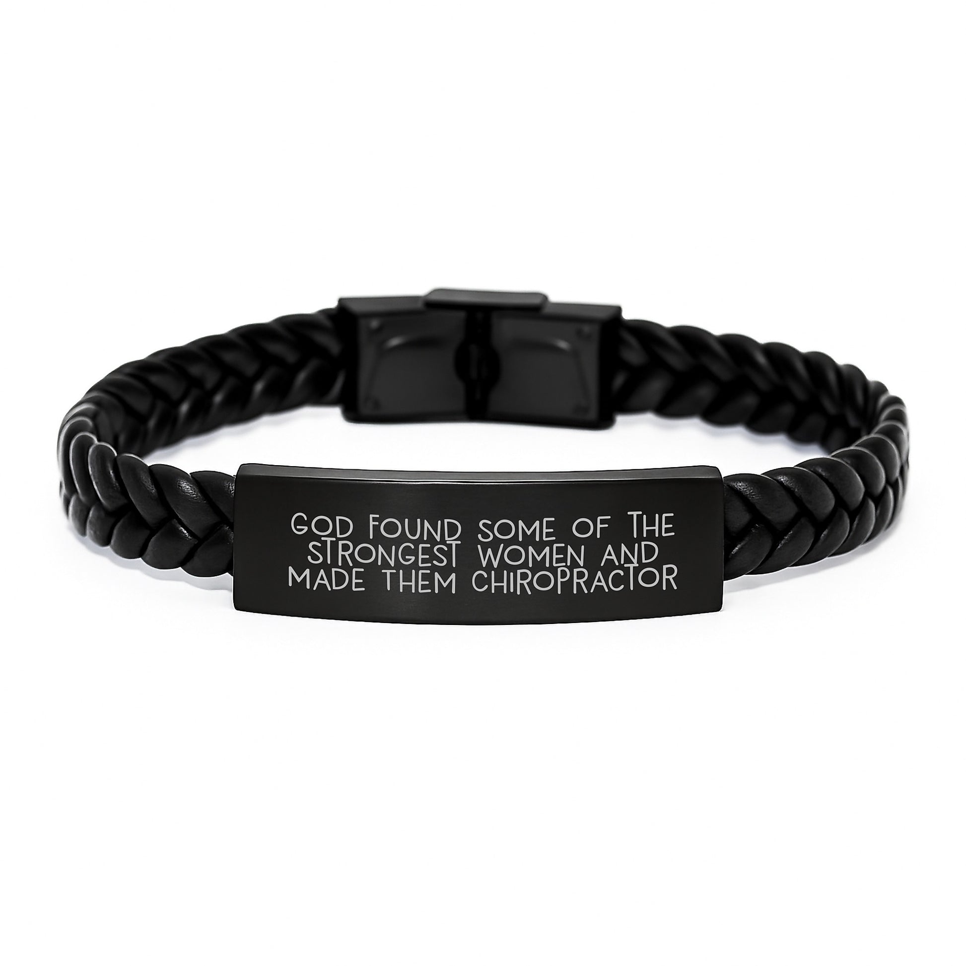 Funny Chiropractor Gifts, Interlaced Leather Bracelet for Birthday, 'God Found Some Of The Strongest Women And Made Them Chiropractor', Gifts from Women to Chiropractor Friends - Image 1