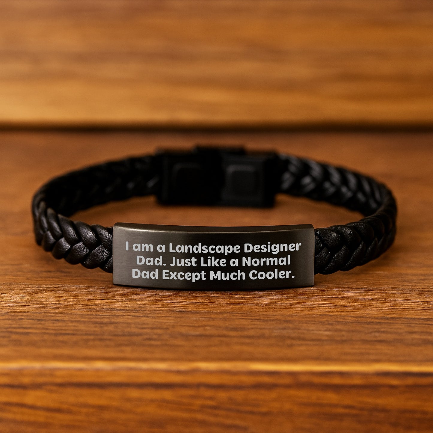 Funny Landscape Designer Gifts from Dad, Interlaced Leather Bracelet for Him, Graduation Unique Gifts for Men, 'I Am A Landscape Designer Dad' - Image 2