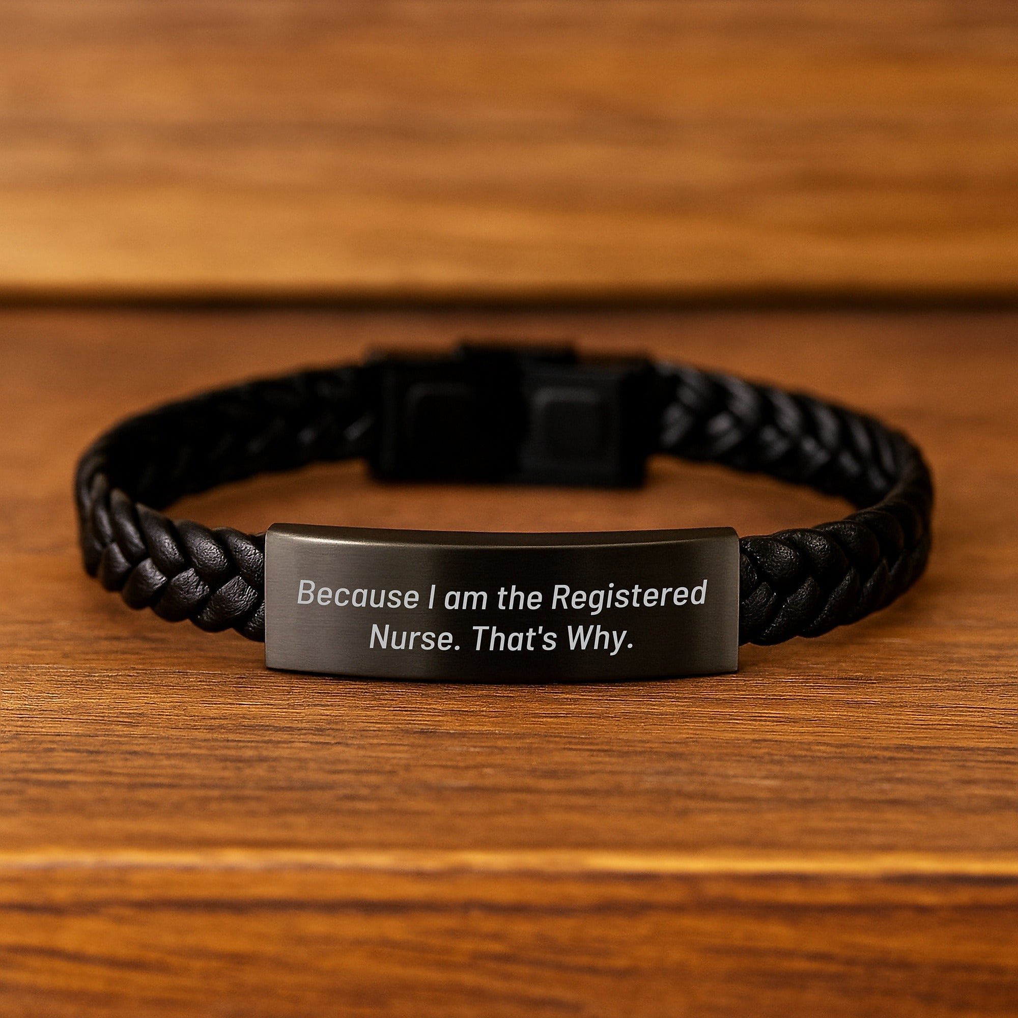 Funny Registered Nurse Gifts for Her, Interlaced Leather Bracelet, Because I Am The Registered Nurse. That's Why., Gifts from Family to Registered Nurse Woman, Graduation Unique Gifts - Image 2