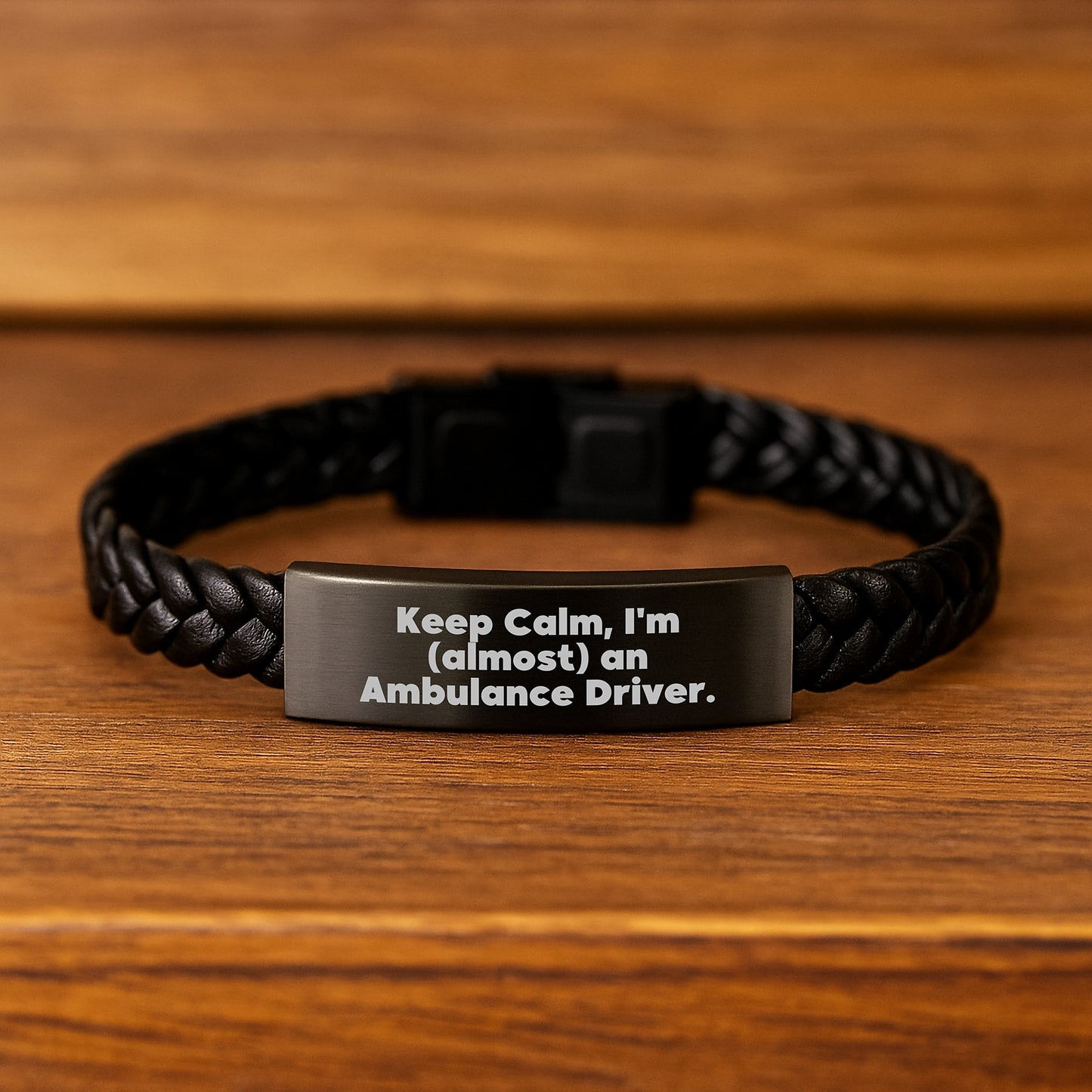 Funny Ambulance Driver Gifts for Men, Ambulance Driver Interlaced Leather Bracelet, Keep Calm I'm almost An Ambulance Driver, Christmas Unique Presents for Ambulance Driver - Image 2