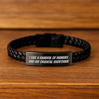 Oriental Shorthair Cat Lovers Funny Quote Interlaced Leather Bracelet Gifts from Men to Oriental Shorthair Cat on Birthday, Cute and Inspirational - Image 2