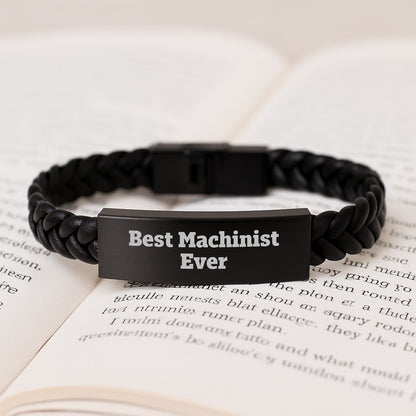 Machinist Gifts for Best Machinist Ever, Interlaced Leather Bracelet, Graduation Unique Gifts from Friends to Machinist, Funny Quote - Image 3