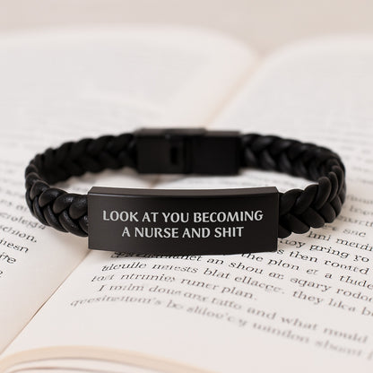 Nurse Gifts Funny Quote Interlaced Leather Bracelet, Gifts from Friends to Nurse, Birthday Unique Gifts for Her - Image 3