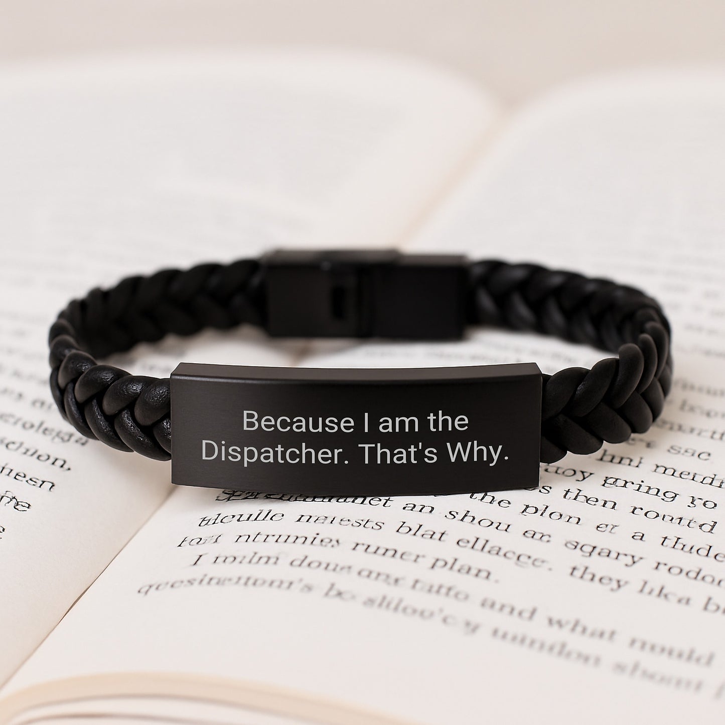 Funny Dispatcher Gifts for Him, Because I Am The Dispatcher That's Why, Interlaced Leather Bracelet for Men, Christmas Unique Presents from Friends, Family or Coworkers - Image 3