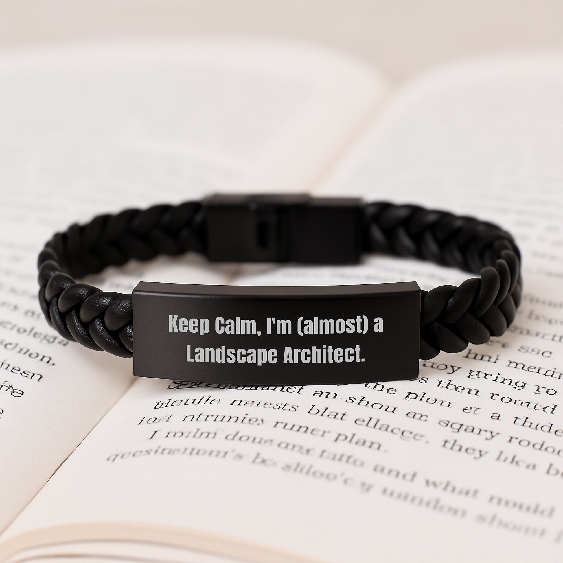 Keep Calm, I'm (almost) A Landscape Architect. Funny Interlaced Leather Bracelet Gifts for Landscape Architects from Friends, Coworkers, Family - Graduation Unique Presents - Image 3