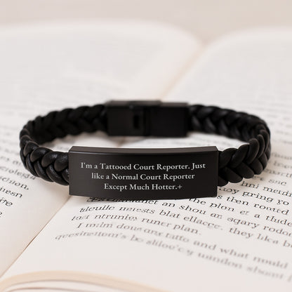 Funny Court Reporter Gifts for Men - Interlaced Leather Bracelet from Friends, Unique Christmas Unique Gifts for Court Reporters - Image 3