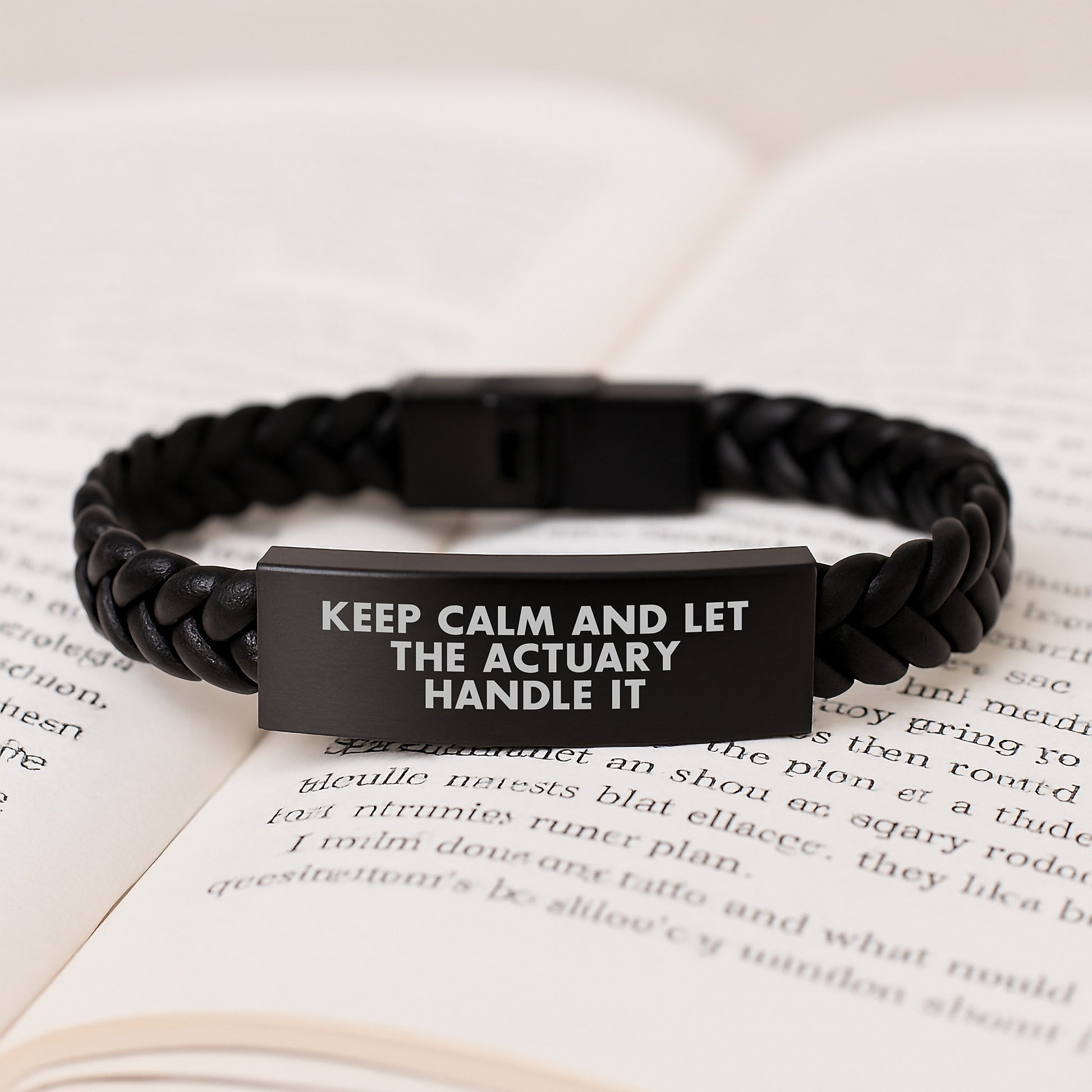 Funny Actuary Gifts, 'Keep Calm And Let The Actuary Handle It' Interlaced Leather Bracelet, Birthday Unique Gifts from Men to Colleagues, Actuary Friends - Image 3