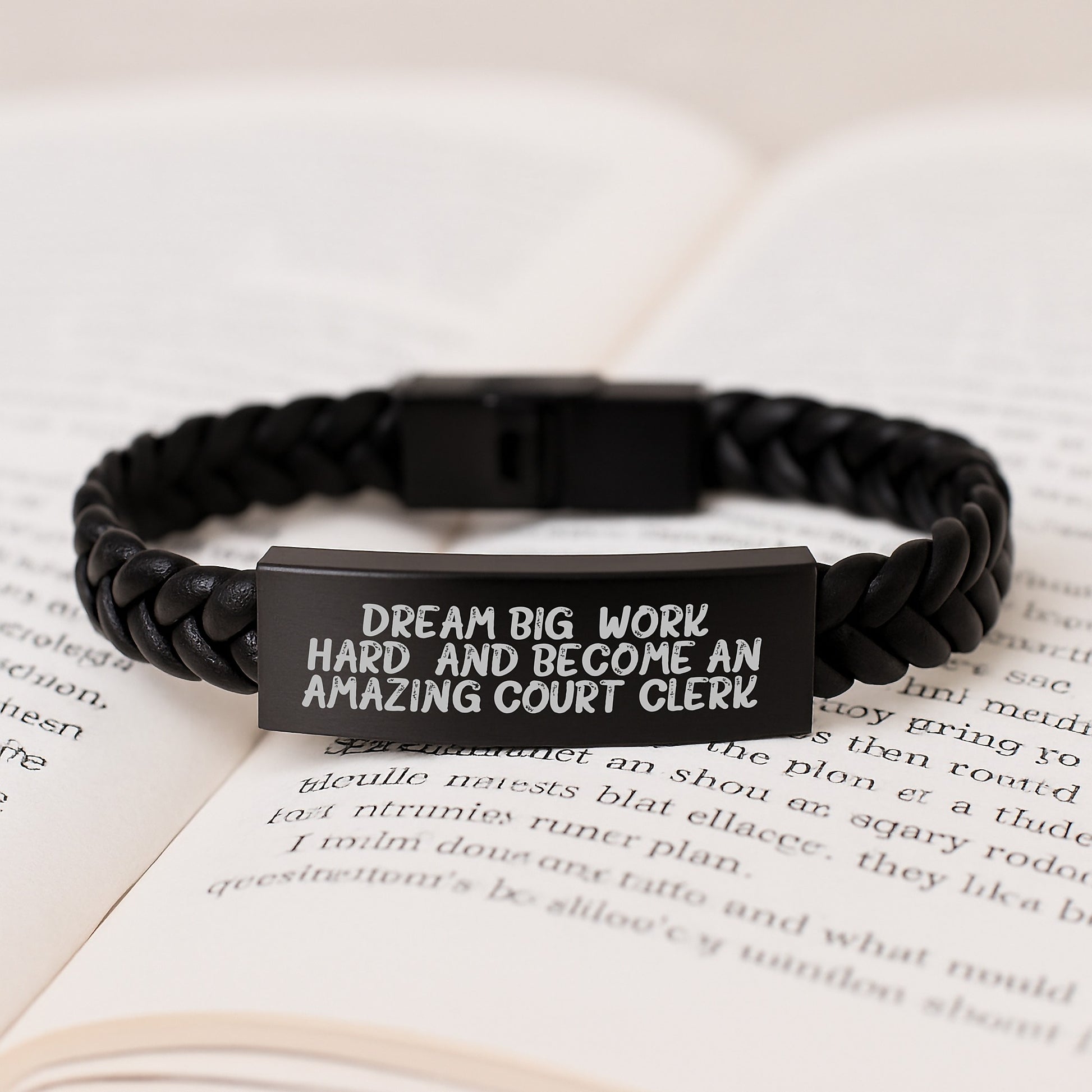Court Clerk Gifts: Inspirational Interlaced Leather Bracelet for Birthday, 'Dream Big, Work Hard, And Become An Amazing Court Clerk.' - Gift from Friends to Court Clerk - Image 3