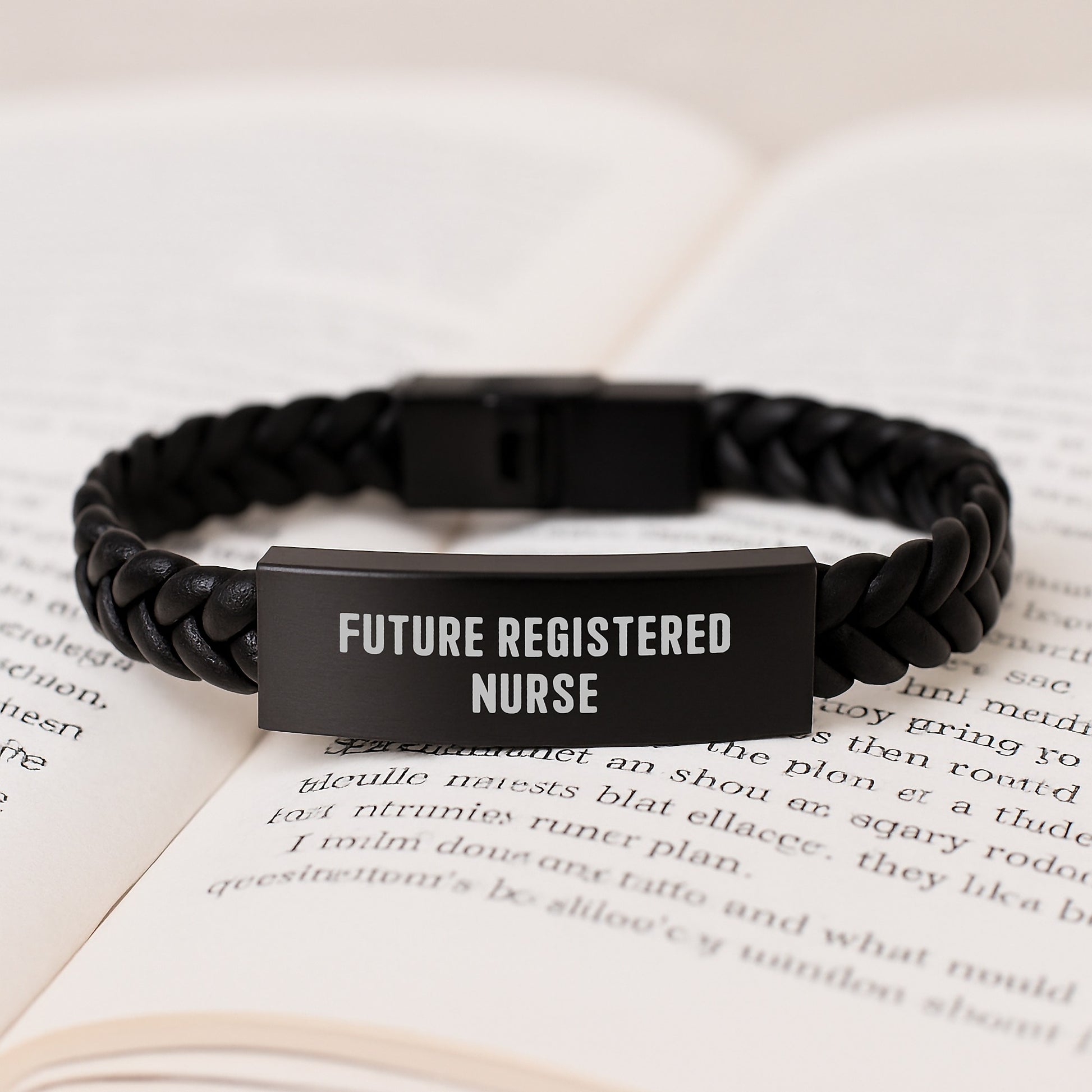 Gifts from Family to Future Registered Nurse Funny Quote Interlaced Leather Bracelet Stainless Steel PU Leather Christmas Unique Gifts - Image 3