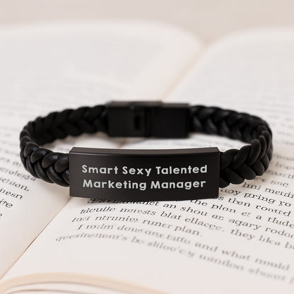 Funny Smart Sexy Marketing Manager Gifts from Friends, Unique Interlaced Leather Bracelet for Marketing Manager, Christmas Unique Gifts for Men - Image 3