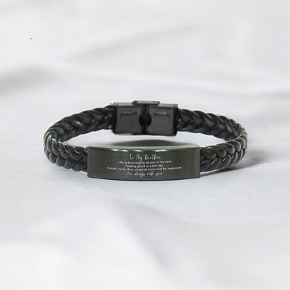 Brother Braided Leather Bracelet, Motivational Birthday Christmas Graduation Gifts Life is learning to dance in the rain, finding good in each day. I'm always with you - Mallard Moon Gift Shop