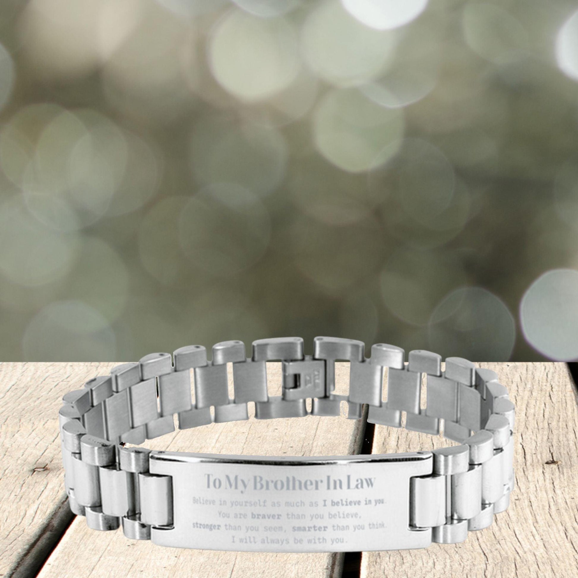 Brother-In-Law Engraved Ladder Stainless Steel Bracelet You are braver than you believe - Inspirational Birthday, Christmas Gifts - Mallard Moon Gift Shop