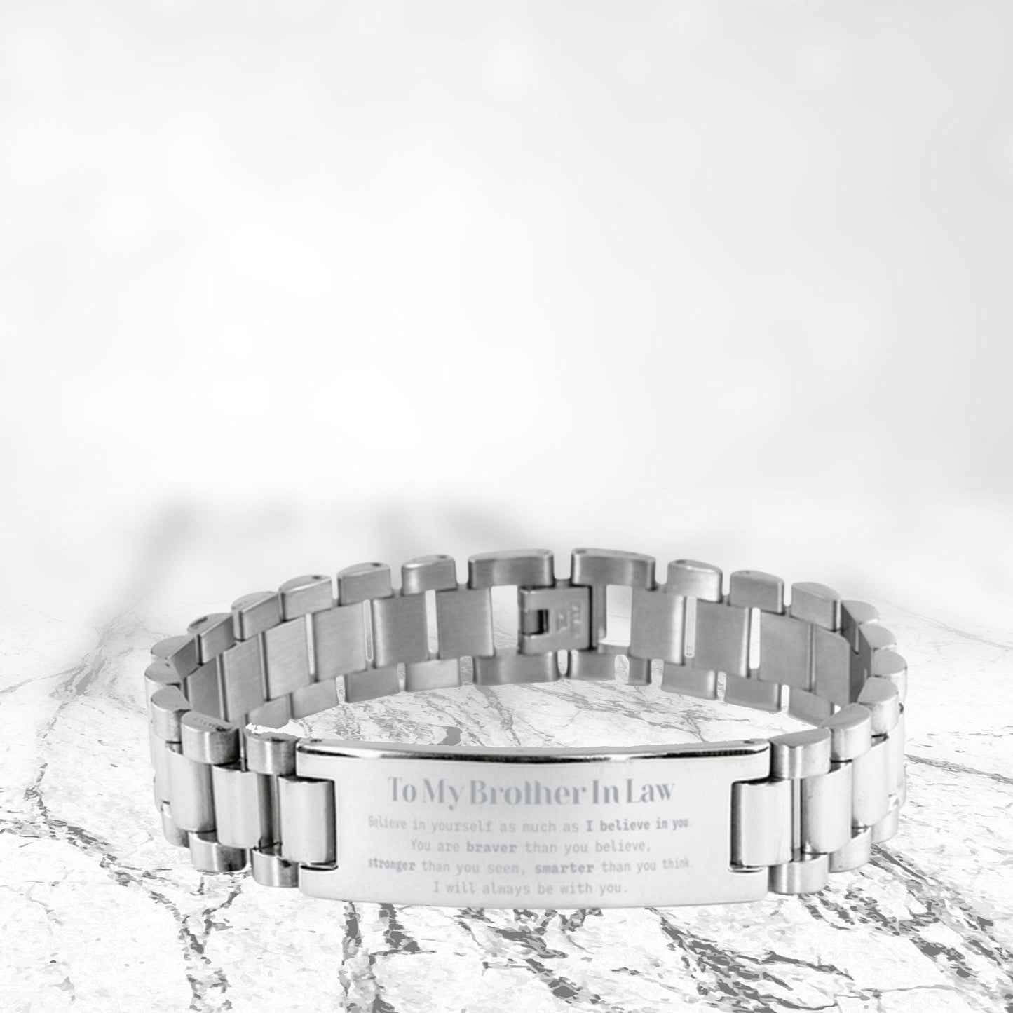 Brother-In-Law Engraved Ladder Stainless Steel Bracelet You are braver than you believe - Inspirational Birthday, Christmas Gifts - Mallard Moon Gift Shop