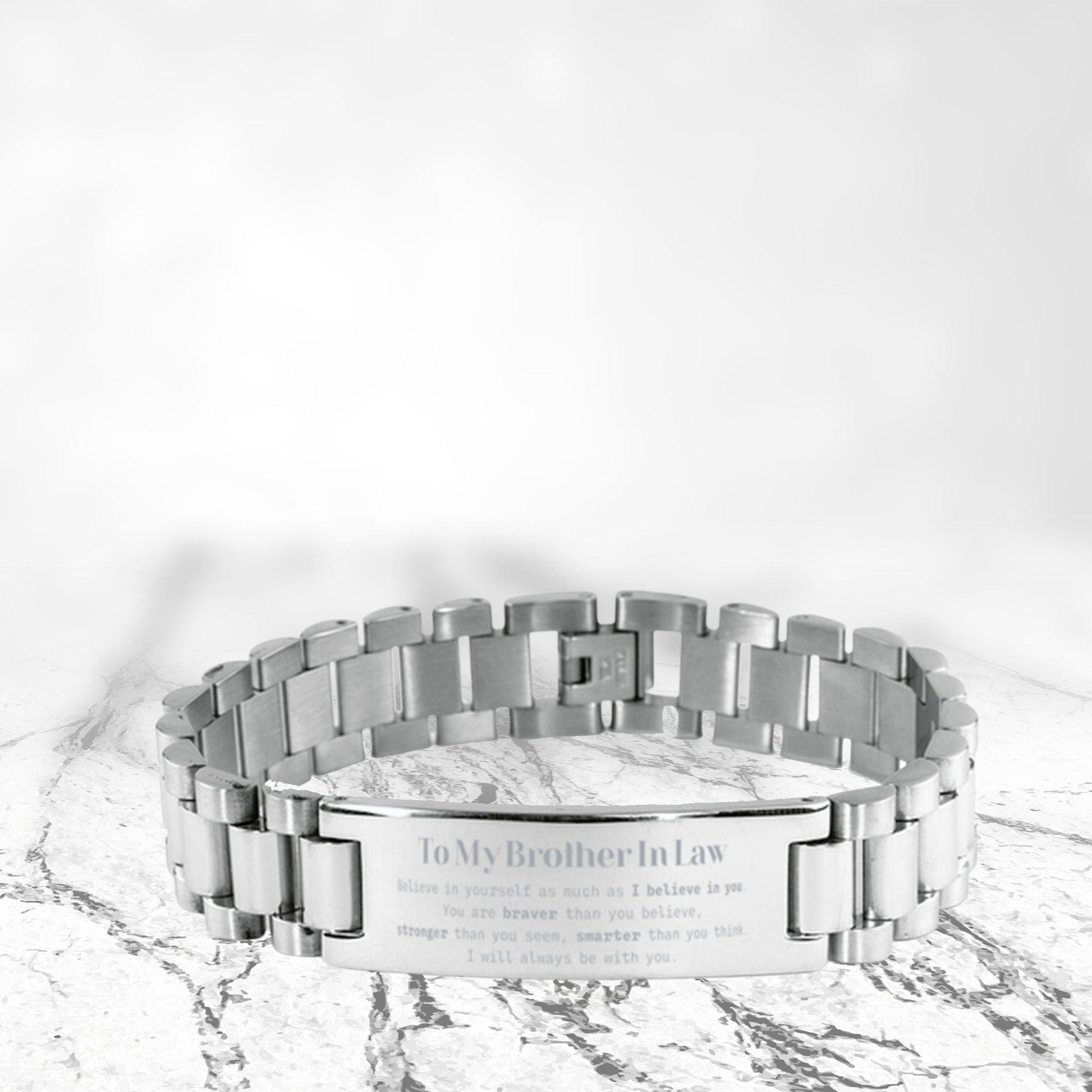 Brother-In-Law Engraved Ladder Stainless Steel Bracelet You are braver than you believe - Inspirational Birthday, Christmas Gifts - Mallard Moon Gift Shop