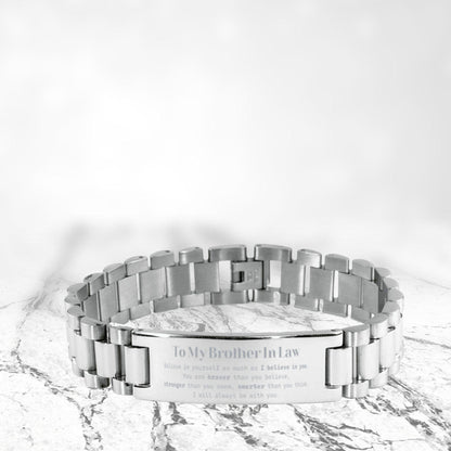 Brother-In-Law Engraved Ladder Stainless Steel Bracelet You are braver than you believe - Inspirational Birthday, Christmas Gifts - Mallard Moon Gift Shop