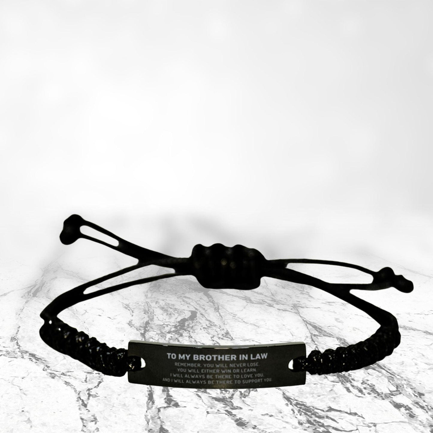 Brother In Law Gifts, Remember, you will never lose. You will either WIN or LEARN, Keepsake Black Rope Bracelet Engraved, Birthday Christmas Gifts Ideas - Mallard Moon Gift Shop